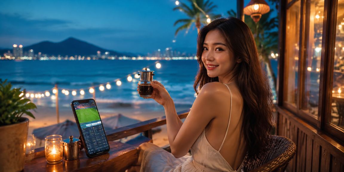 Người chơi xem jackpot trên điện thoại tại quán cà phê Đà Nẵng